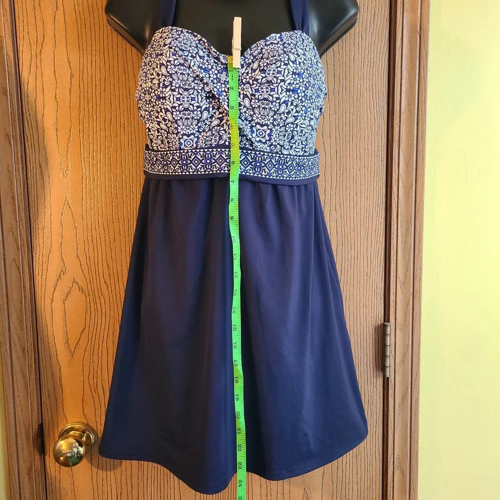 Lands End 2 Piece Tankini Blue and White Floral Size 8 - Picture 12 of 15